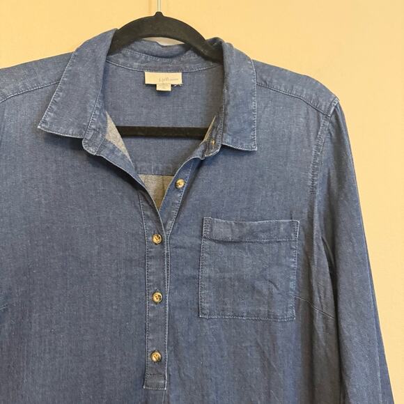 J.Jill Lyocell Shirt Dress Blue Medium - Picture 3 of 6